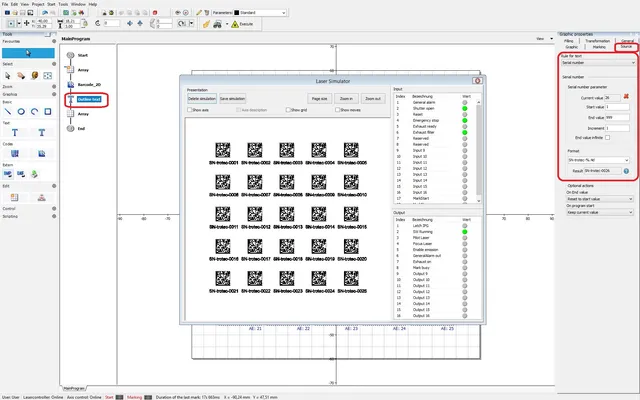 SpeedMark fonction "flèche" numéros de série